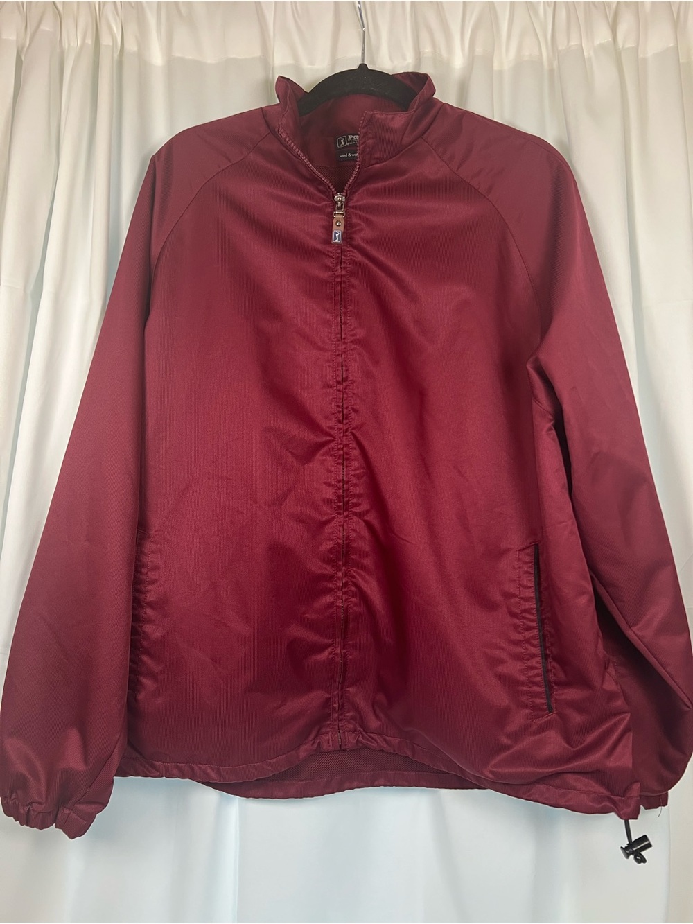 PGA Tour Men's Large Windbreaker Jacket Maroon Vented Full Zip Golf Coat L